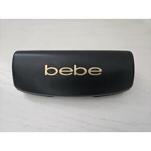 bebe Hard Shell‎ Clamshell Eyeglass Case Black W/ Gold Letters Bebe Velvet Lined